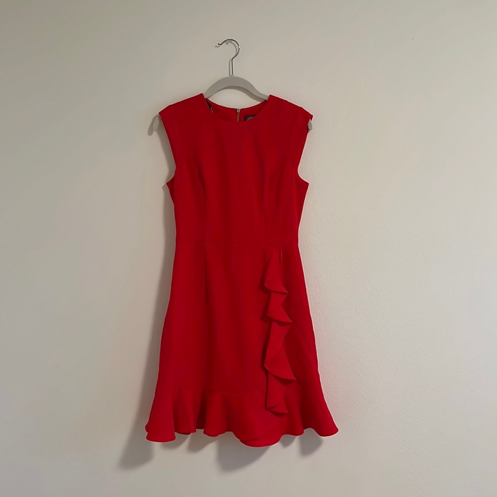 Vince Camuto Midi Formal Red Dress Ruffle